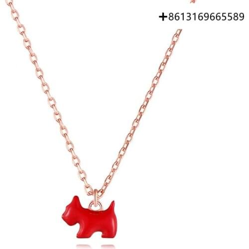 Heart of Paris series S925 silver mini red puppy necklace pendant collarbone chain