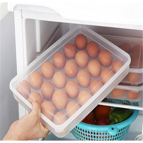 Durable Transparent Plastic 24 Grids Home Kitchen Refrigerator Egg Storage Box Container Holder Shelf Case with Lid