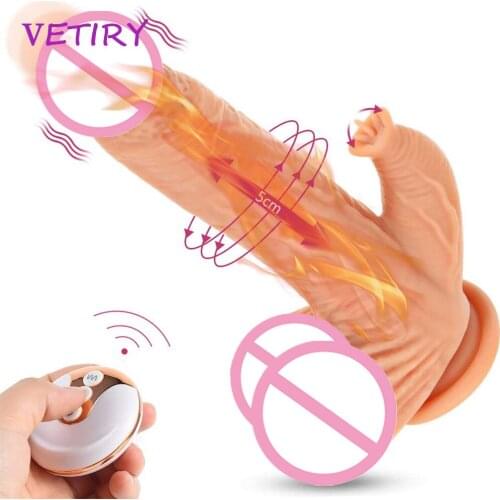 Realistic Dildo Vibrator Telescopic Heating Vibrating Dildo Tongue Licking Clitoris Stimulator Remote Adults Sex Toys for Women