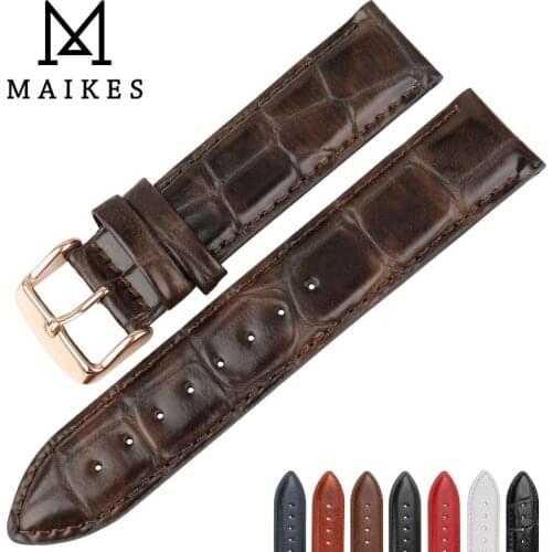 MAIKES New Arrival Watch Accessories Genuine Real Leather 12mm 14mm 16mm 18mm 20mm Watch Strap Crocodile Pattern Watchband Gifts