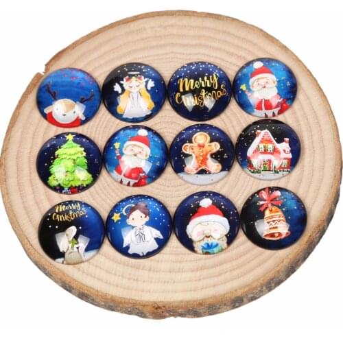 Onwear christmas photo glsas cabochon 12mm 20mm 25mm round dome mix santa claus tree deer cameo jewelry findings