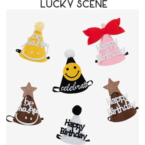 Birthday Hat Baby Birthday Girl Party Felt Hat Smiley Face Baby Kids Hat Funny Decoration Party Supplies S01127