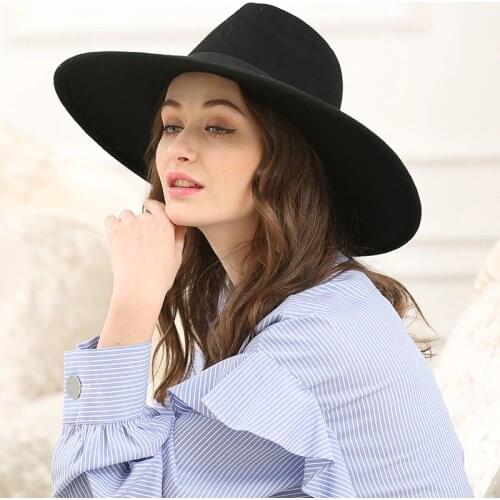 Chapeu feutre Design Women Chapeu Feminino Fedora Hat For Laday Wide Brim Sombreros Jazz Church Cap Panama Fedora top hat LM020