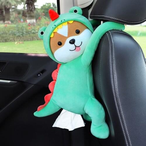 Cute Cartoon Car Creative Lovely Rabbit Short Plush Seat Hanging Tissue Paper Box Holder for Car Armrest Car Decor Accessories
