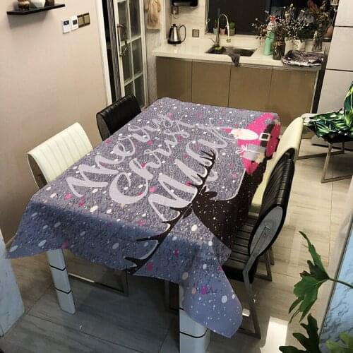 Table Cloth Waterproof Christmas Deers Snowman Dinner Table Cover Kitchen Items Rectangle Party Tablecloths Manteles De Mesa