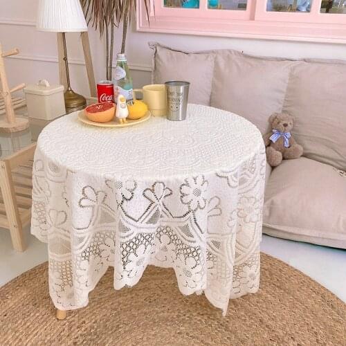 Table cover lace fabric french tablecloth placemat table mats white flower embroidery dustproof for dining coffee square decor