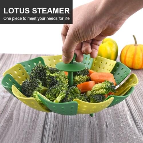 Foldable silicone steamer Cookware Steaming Food Basket Mesh Environmental Food Fruit Vegetable Vapor Cooker Dish Steamer cooker