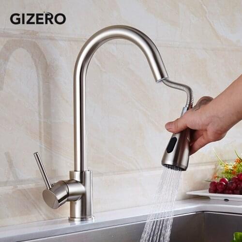 Kitchen Faucets Brush Nickel 360 Swivel Brass Faucet for Kitchen Hot Cold Water Mixer Taps Black Mixer Faucets Deck Mount ZR715