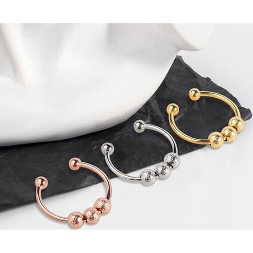 VENTFILLE 925 Sterling Silver Rings Frosted beads opening transfer pressure beads Ring Jewelry Ring Gift