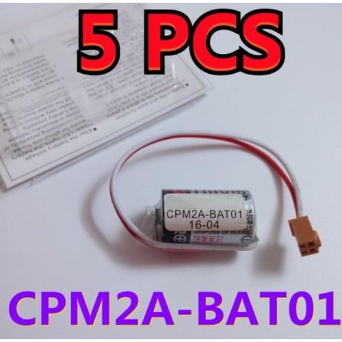 Fresh Date) 5PACK Original CPM2A-BAT01 3.6V 1000mAh CJ1 CQM1H NS7 PLC Industrial Lithium Battery with brown plug for OMRON ER3V