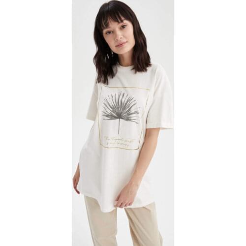 DeFacto Relax Fit Baskılı Kısa Kollu Tişört Tunik-U3276AZ21SM