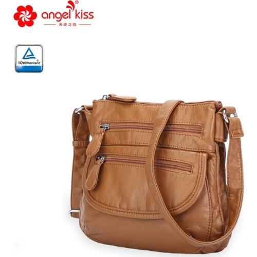 Angel Kiss Brand Small Vintage Washed PU Leather Lady Crossbody Bag