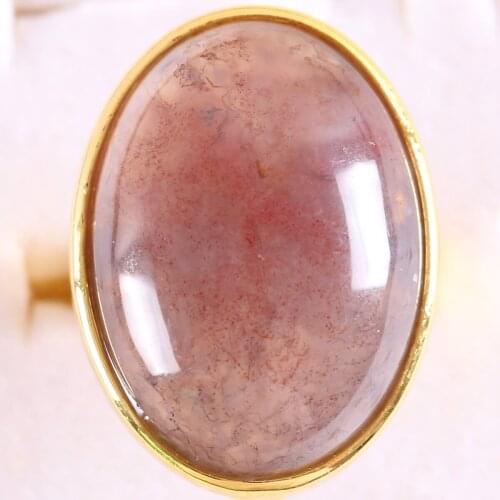 1Pcs Jewelry Gift Adjustable Ring For Women Men Natural Stone Oval Bead Indian Onyx Finger Ring Z320