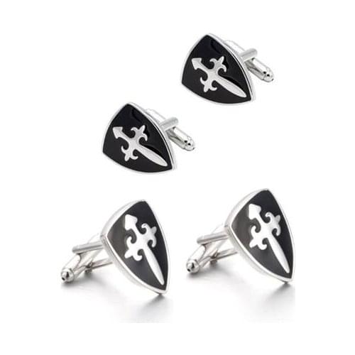 10pairs/lot Vintage Black Enamel Cufflinks Retro Cross Shield Cuff links Shirt Cufflinks Mens Jewelry Wholesale