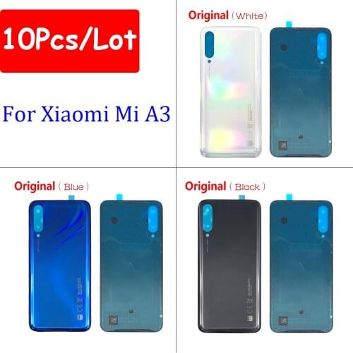 10pcs/lot,100% Original Battery Back Cover Glass Rear Door Replacement Housing With Glue Adhesive For Xiaomi Mi A3