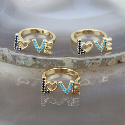 10pcs/lot Fashion colorful cz ring, love theme cubic zircon jewelry,new design women’s love rings wholesale