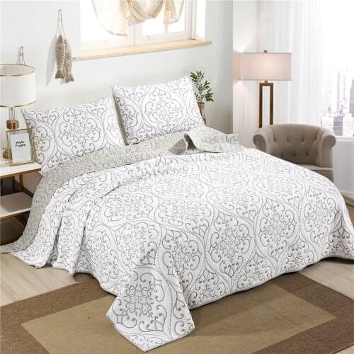 100%cotton European solid color embroidery patchwork quilt twin full queen king size 3pcs bed cover/bedspread parure de lit H