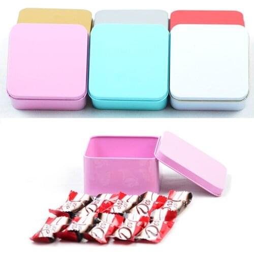 30pcs/lot 8.5*8.5*4.5cm Tea Biscuit candy boxes Wedding Favor Iron Box with Window Sundries Tin Box Organizer Container