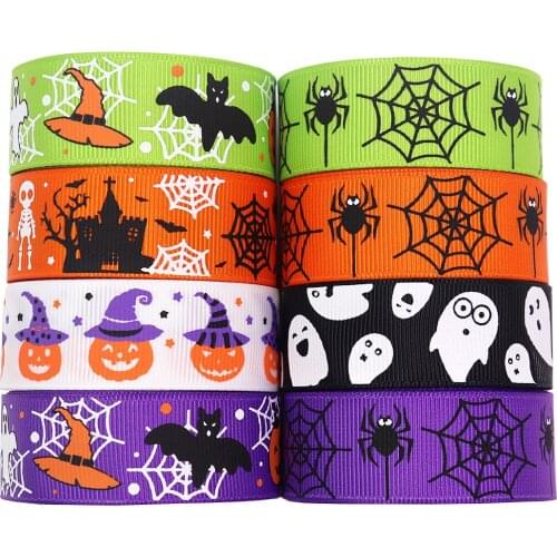 5 yards 7/8 inch Halloween pumpkin handmade DIY heat transfer ribbon ribbon threaded belt ribbed ribbon ribbon key lanyard