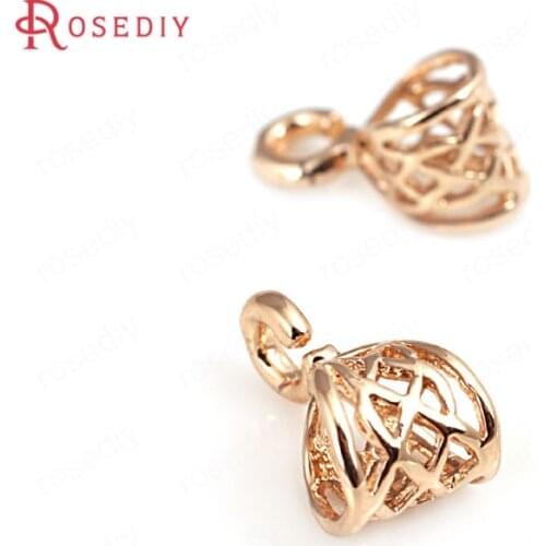 6PCS 6.5x12.5MM 24K Champagne Gold Color Plated Brass Necklace Charms Connector High Quality Diy Jewelry Accessories