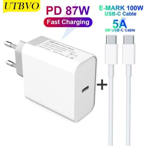 UTBVO TYPE-C USB C Power Adapter 87W PD Wall Charger For iPhone 12 Xiaomi USB-C Laptops MacBook Pro/Air Samsung iPhone iPad Pro