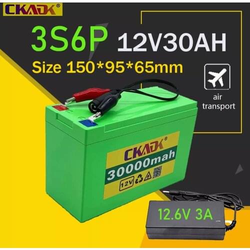 12V 30Ah 18650 lithium battery pack 3S6P built-in high current 20A BMS sprayer, trolley, solar childrens electric car battery