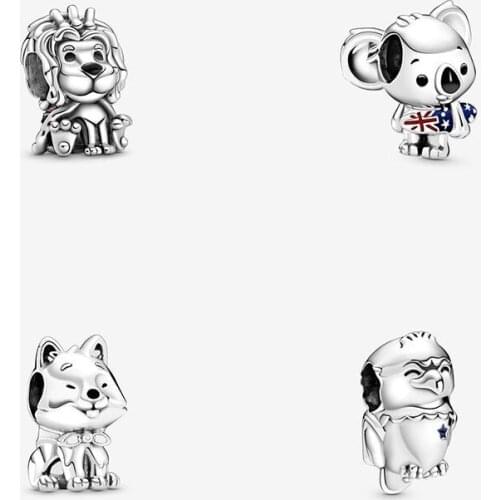 2020 New 925 Sterling Silver Bead Exquisite Lion And Lovely Dog Beaded Fit Pandora Women Bracelet & Necklace Diy Jewelry