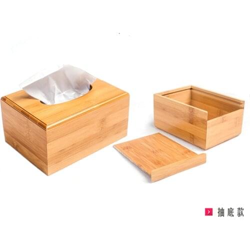 Simple bamboo tissue box wood tray hard wooden tissue case napkin holder tea table restaurant storage box Toothpick Holder