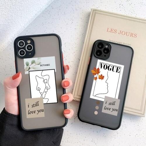 Black Artistic Face Letter Phone Case For iPhone 12 11 Pro Max SE 2020 X XR XS Max 6s 7 8 Plus shockproof hard Phone Cover Coque