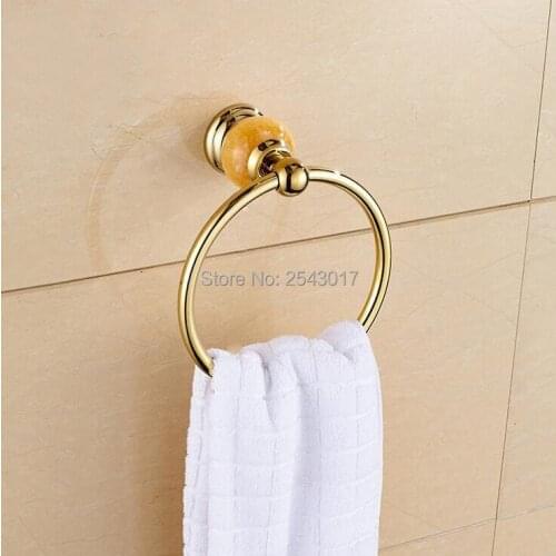 Stainless Steel High Quality Golden Towel Ring Wall Mounted Luxury Marble Stone Towel Holder ZR2218