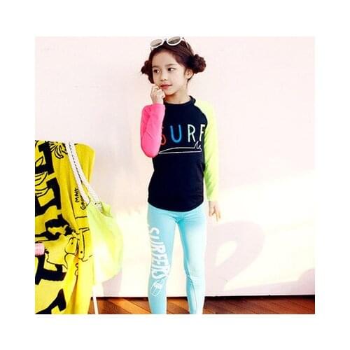 Children Two Pieces Swimsuit Kids Baby Girls Swimwear Boys Long Sleeve Surfing Wear Bathing Suit Baby Sandy Rash Guard 2-10Y