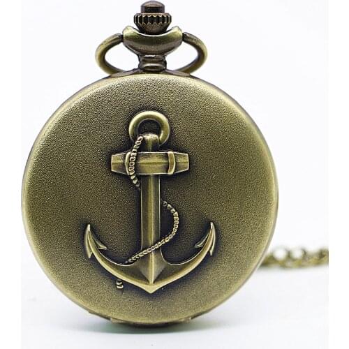 New Arrival Vintage Pirate Anchor Quarzt Pocket Watch Pendant Necklace Children Friend Gifts Watch