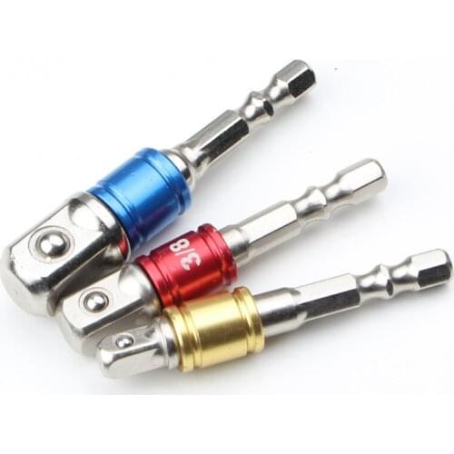 3pcs 1/2"&3/8"&1/4" Socket Adapter Joint Converter Sets Pneumatic CR-V Hex Shank Connecting Rod for Electric Drill Screwdriver