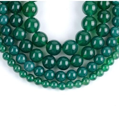 Natural Green Agates Stone Round Loose Beads For Jewelry Making 4-12mm Spacer Beads Fit Diy Bracelet Necklace Accessory 15