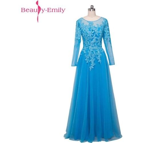 Beauty-Emily Appliques Lace A-line Full vestido de noche Evening Dresses 2019 Party Prom Dress Formal Occasion Dresses