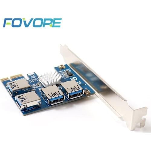 Hot PCIE PCI-E PCI Express Riser Card 1x to 16x 1 to 4 USB 3.0 Slot Multiplier Hub Adapter For Bitcoin Mining Miner BTC Devices