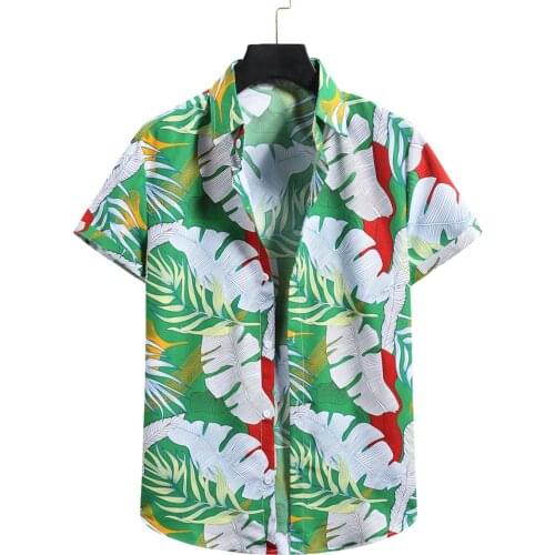 2021 Men Cardigan Tops Beach Short Sleeve Hawaiian Shirt Flower Shirt Casual Mens Dress Shirt Casual Turtleneck Printed Shirt