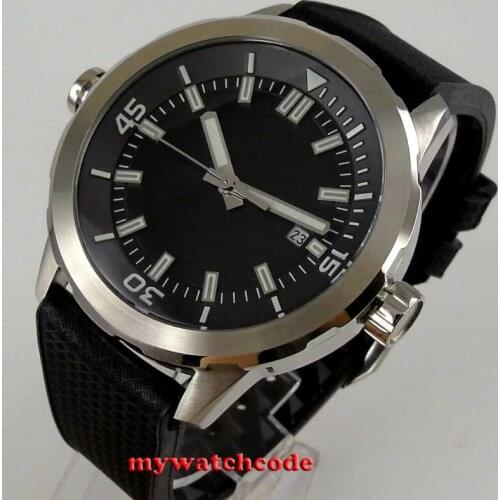 45mm CORGUET black dial green mark date two crown Automatict movement mens Watch
