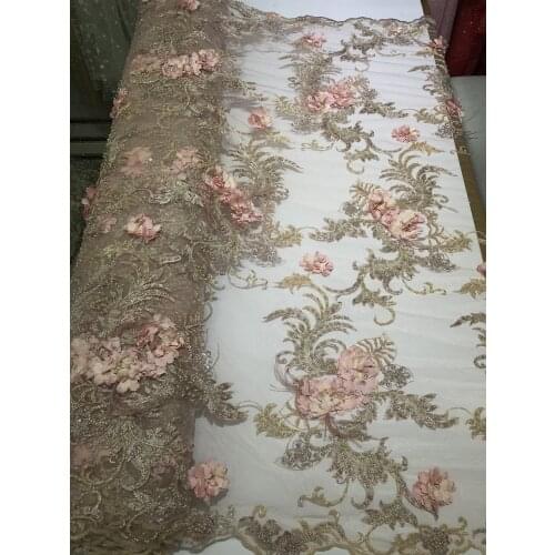 New listing of high-quality handmade 3D applique beaded tulle embroidery, suitable for fashionable ladies' dresses