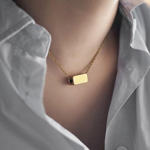 2mm Gold Color Stainless Steel Rolo Link Chain Necklace Personalized Cube Charm Necklace for Women 18inch Wholesale LDN199