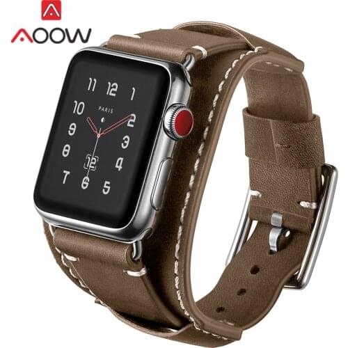 Genuine Cow Leather Strap Watchband for Apple Watch 5 4 38mm 42mm 40mm 44mm Luxury Men Women Band Bracelet for iWatch 3 2 1