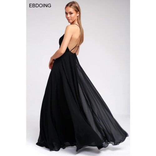 Robe de soiree Sexy Backless Formal Dresses A-line Black Sleeveless Vestidos de festa Plus Size Evening Dress Party Gowns