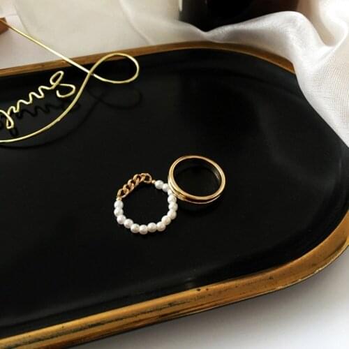 RUANME The New 2021 Feminine Fashion Contracted Pearl Ring Metal Ring Party Present