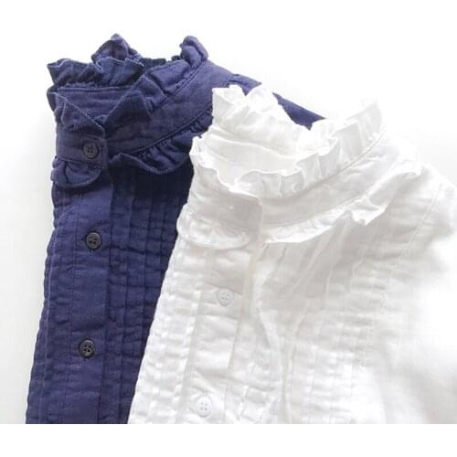 Ruffles Women White Shirts Solid Loose Elegant Long-Sleeved Office Lady All Match Female Outwear Tops