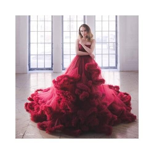 Sexy Puffy Hi Low Ruffled Tulle Long Dresses 2020 A-Line Sweet Heart One-Shoulder Winter Dress For Women Christmas Party Dress
