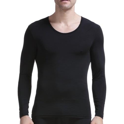 Ultra-thin Undershirts Ice Silk Transparent Long Sleeve Men T-shirts Onderhemd Heren Sexy Gay Underwear Tops Tee Chemise Homme