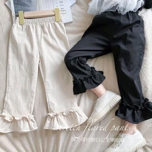 2021 Spring Summer Girls Fashion Flare Pant Baby Kids Children Trousers Two Colors
