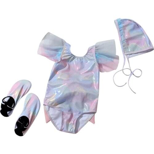 VOGUEON 1-8Y Toddler Baby Girls Swimwear one piece Girls Swimsuit with Hat & Shoes Children Swimwear Kids Beach Wear Girls Suit