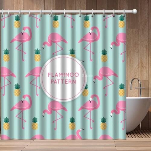 2021 New Ins Style Flamingo 3D Print Shower Curtain Adult Bathroom Set With Waterproof Hook Bath Curtains Cartoon African Funny