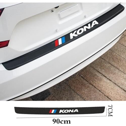 New Carbon Fiber Car Rear Bumper Trunk Guard Plate Film Protected Leather Stickers Decals For Hyundai KONA 2019 2020 Accessories